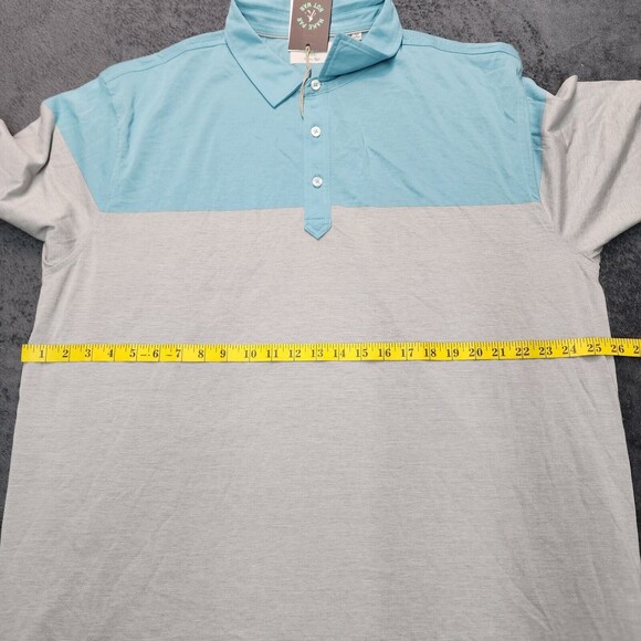 NWT Linksoul Shirt Men's Tidepool Blue Gray Dora Block Golf Polo LS1182 Size 2XL - Picture 10 of 12